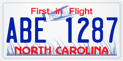 NC license plate ABE1287