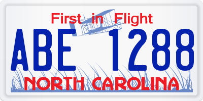 NC license plate ABE1288