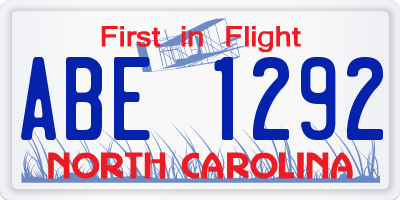 NC license plate ABE1292