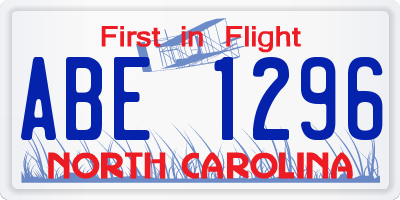 NC license plate ABE1296