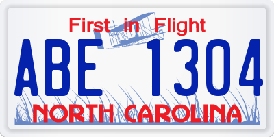 NC license plate ABE1304