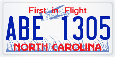 NC license plate ABE1305