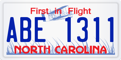 NC license plate ABE1311