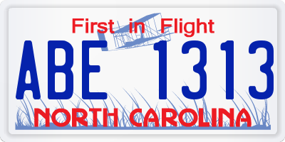 NC license plate ABE1313
