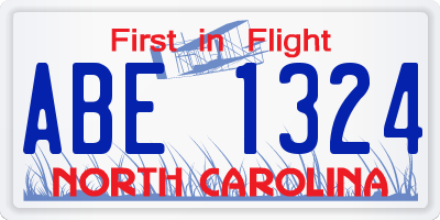 NC license plate ABE1324