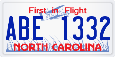 NC license plate ABE1332
