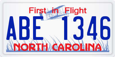 NC license plate ABE1346