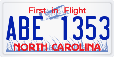 NC license plate ABE1353