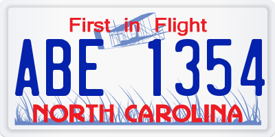 NC license plate ABE1354