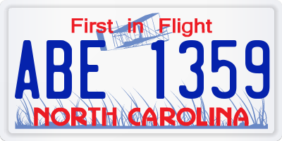 NC license plate ABE1359