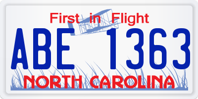 NC license plate ABE1363