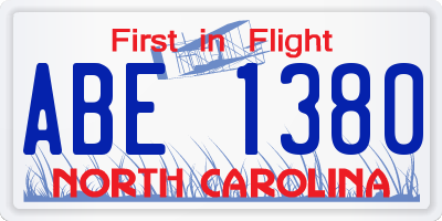 NC license plate ABE1380