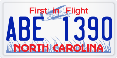 NC license plate ABE1390