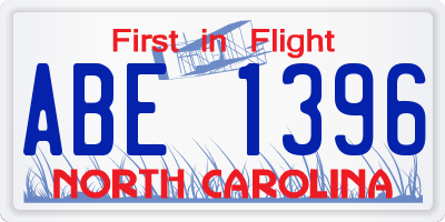 NC license plate ABE1396