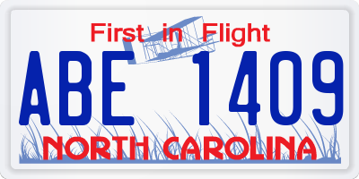 NC license plate ABE1409