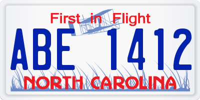 NC license plate ABE1412