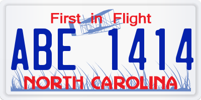 NC license plate ABE1414