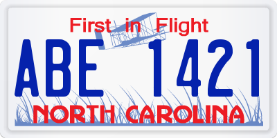 NC license plate ABE1421