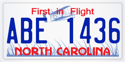 NC license plate ABE1436