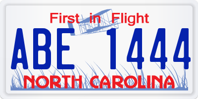 NC license plate ABE1444