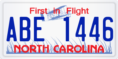 NC license plate ABE1446