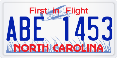 NC license plate ABE1453