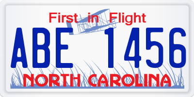 NC license plate ABE1456