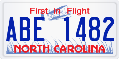 NC license plate ABE1482