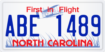 NC license plate ABE1489