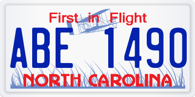 NC license plate ABE1490