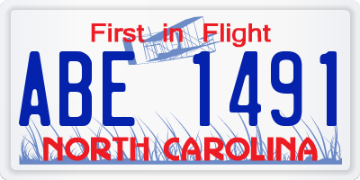 NC license plate ABE1491