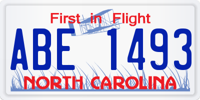 NC license plate ABE1493