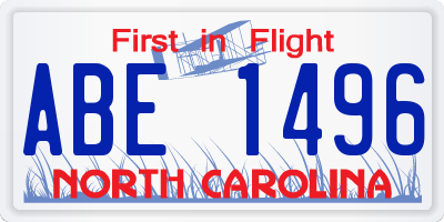NC license plate ABE1496