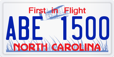NC license plate ABE1500