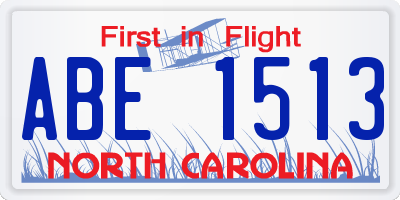 NC license plate ABE1513