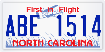 NC license plate ABE1514