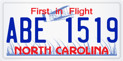 NC license plate ABE1519