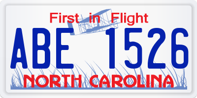 NC license plate ABE1526