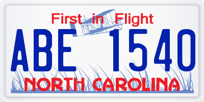 NC license plate ABE1540