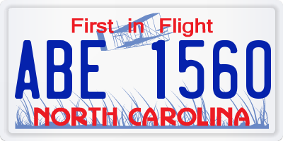 NC license plate ABE1560