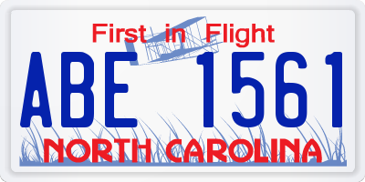 NC license plate ABE1561