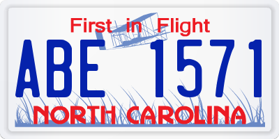 NC license plate ABE1571