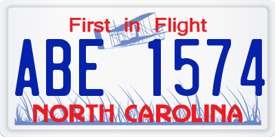 NC license plate ABE1574