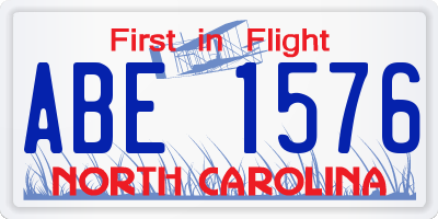NC license plate ABE1576