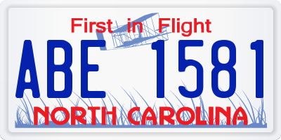NC license plate ABE1581