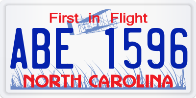 NC license plate ABE1596