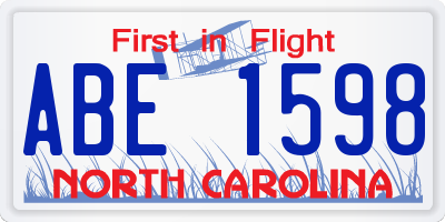 NC license plate ABE1598