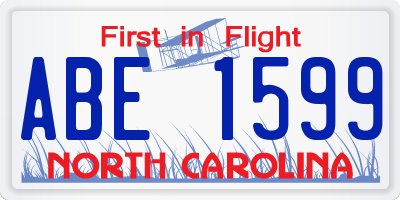 NC license plate ABE1599