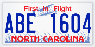NC license plate ABE1604