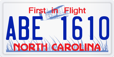 NC license plate ABE1610